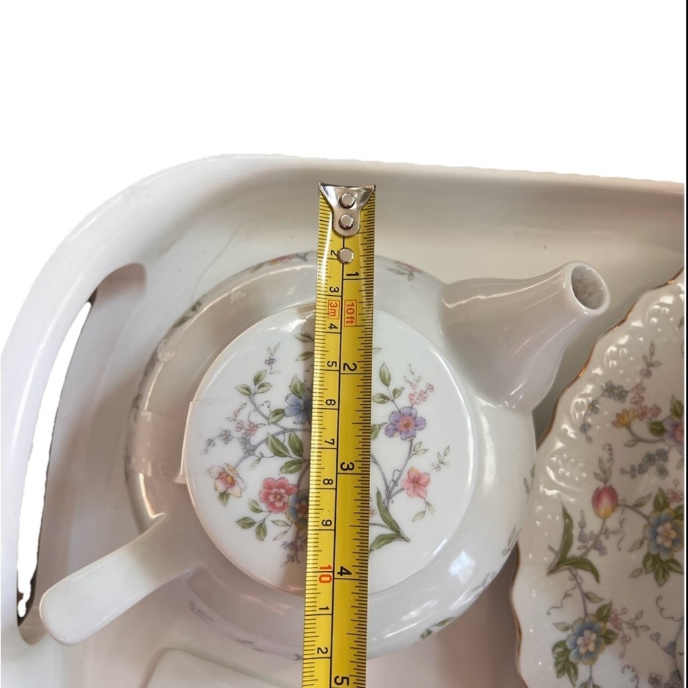 Andrea By Sadek Porcelain Cake Plate Server ,Three
Coffee Cups Tea Pot Set Of 7 - Picture 9 of 12